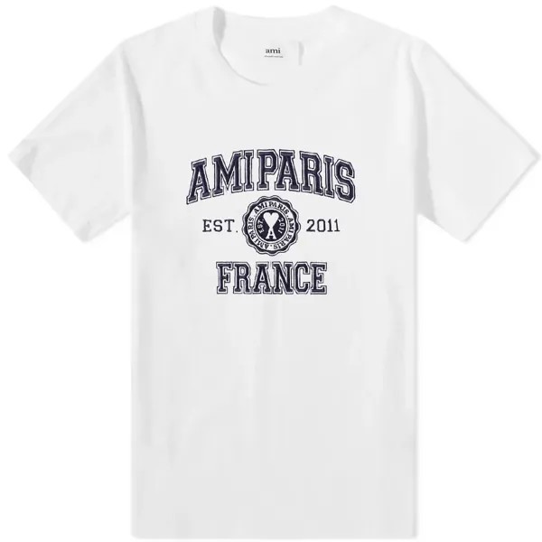 Футболка с логотипом AMI Paris Varsity, белый