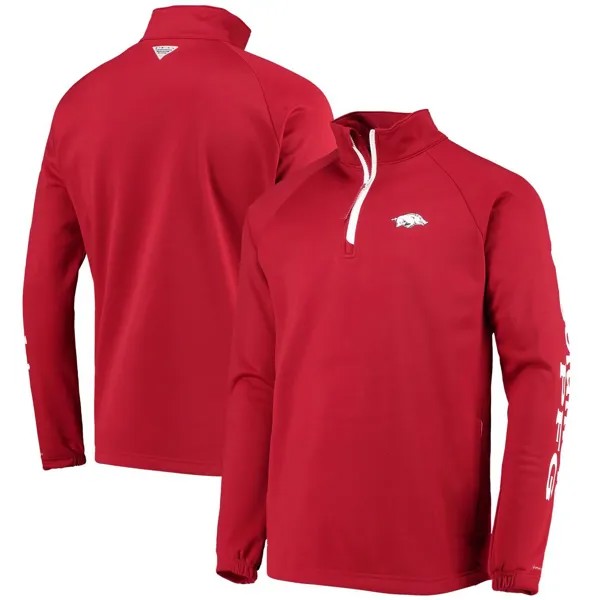 Мужская куртка Columbia Cardinal Arkansas Razorbacks Terminal Tackle из флиса реглан с молнией на четверть, омни-оттенок