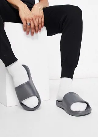 Темно-серые шлепанцы ASOS DESIGN-Черный цвет