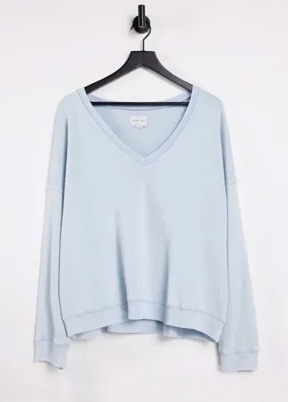 Голубой хлопковый свитшот American Eagle