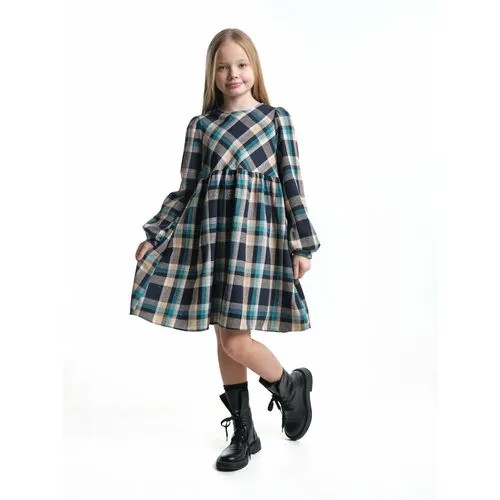 Платье Mini Maxi, хлопок, размер 146, бирюзовый, мультиколор