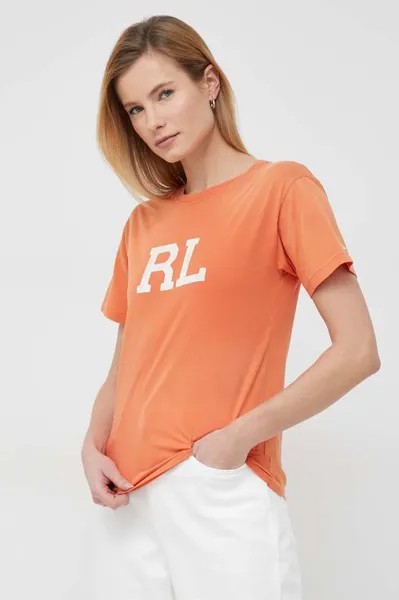 Хлопковая футболка Polo Ralph Lauren, оранжевый