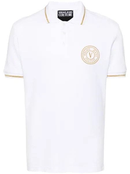 Versace Jeans Couture рубашка поло с вышитым логотипом, белый