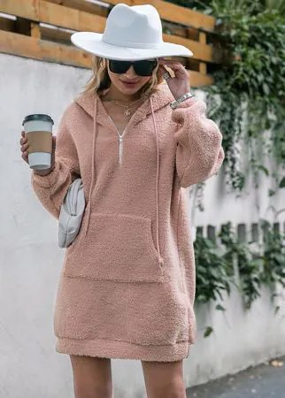 Платье с капюшоном на молнии на кулиске из флиса