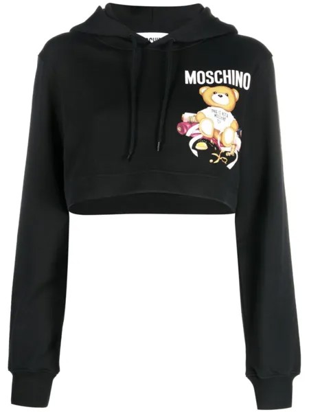 Укороченное худи Teddy Bear Moschino, черный