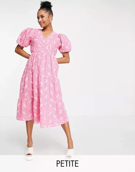 Розовое платье миди с запахом и запахом Miss Selfridge Petite