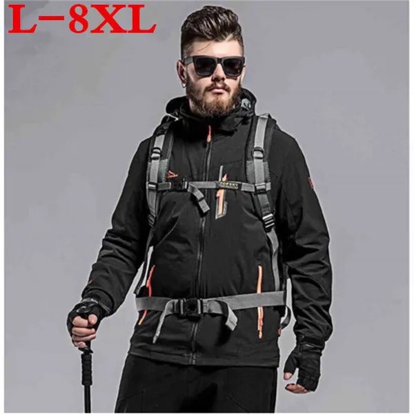 Мужские повседневные куртки размера плюс 8XL 7XL 6XL, мужские армейские водонепроницаемые пальто, мужская куртка, дышащий ветрозащитный плащ бо...