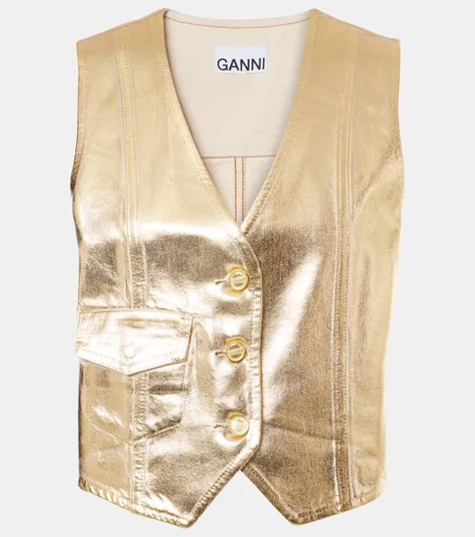 Джинсовый жилет Ganni, цвет egret