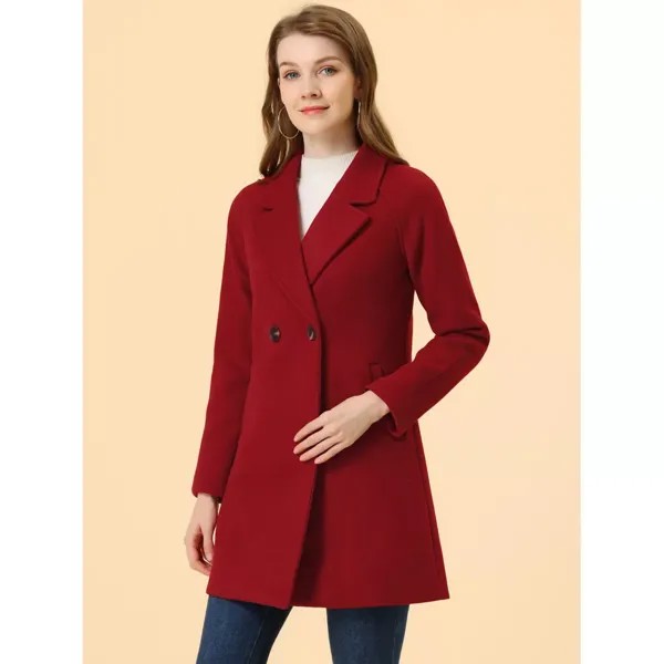 Женское двубортное пальто средней длины с лацканами реглан и длинными рукавами ALLEGRA K, темно-розовый