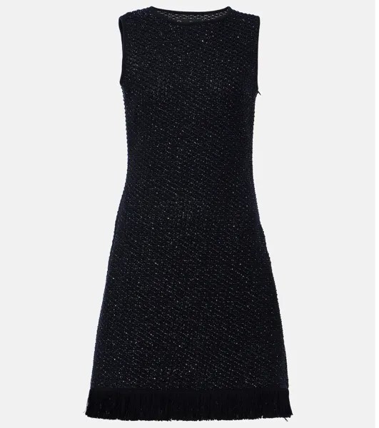 Мини-Платье из твида с добавлением хлопка Oscar De La Renta, синий
