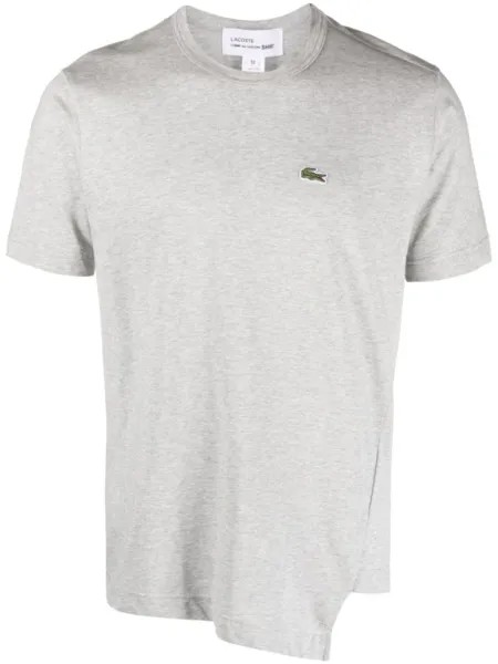 Comme Des Garçons Shirt футболка асимметричного кроя из коллаборации с Lacoste, серый