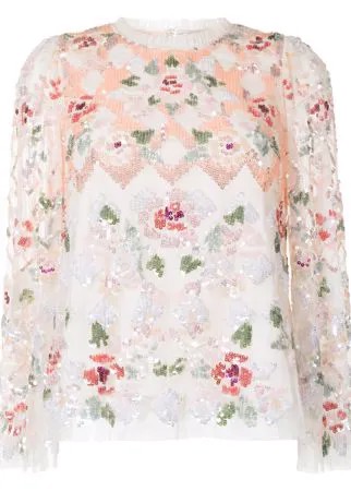 Needle & Thread топ Harlequin Rose с пайетками