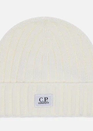 Шапка C.P. Company Extra Fine Merino Wool Logo, цвет белый