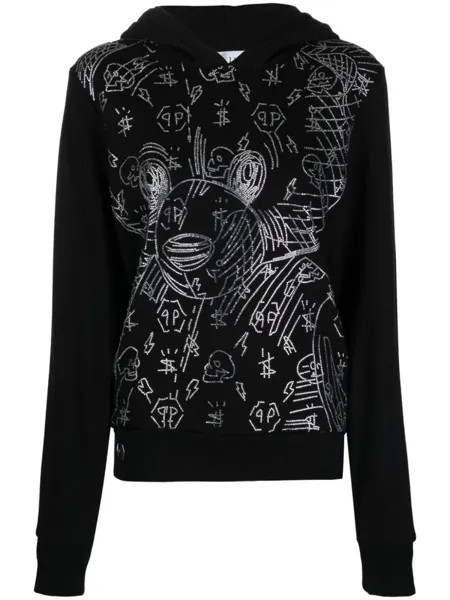 Philipp Plein худи Teddy Bear с пайетками, черный
