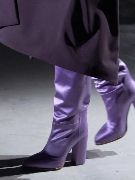 Женские свадебные ботинки, атласные однотонные фиолетовые ботинки на блочном каблуке, модель зима-весна 2019 года, модельные вечерние ботинки для невесты