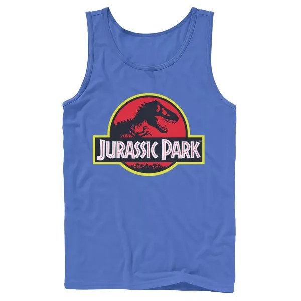 Мужская красная и желтая майка с логотипом Jurassic Park и графическим рисунком Licensed Character