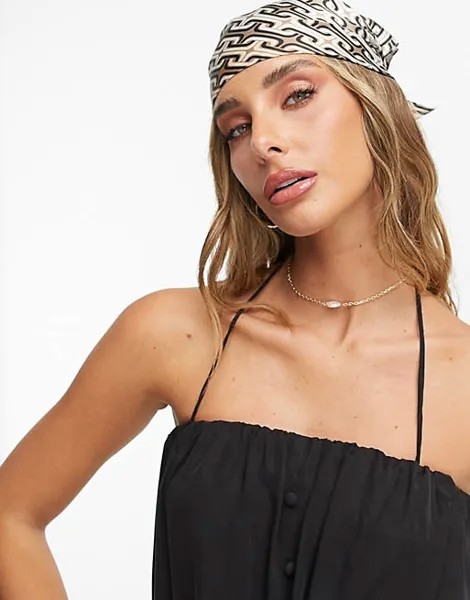 Черный сарафан миди на пуговицах ASOS DESIGN