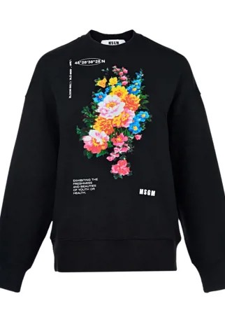 Черный свитшот с цветочным принтом MSGM