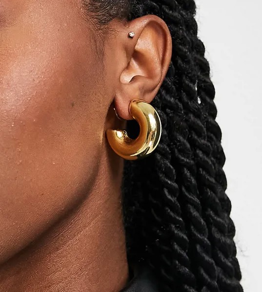 Объемные серьги-кольца диаметром 30 мм с позолотой 14 карат ASOS DESIGN-Золотистый