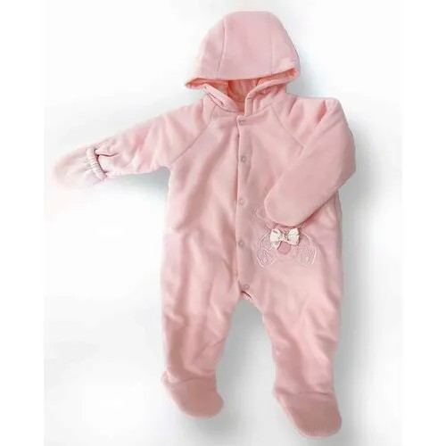 Комбинезон Littlestar детский, на кнопках, манжеты, закрытая стопа, размер 68, розовый