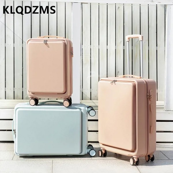 Японский маленький портативный чемодан KLQDZMS, 20-дюймовый чехол для костюма кабины, Женский универсальный чехол на колесиках, дизайн с передн...