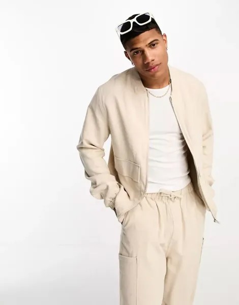 Большой льняной бомбер ASOS