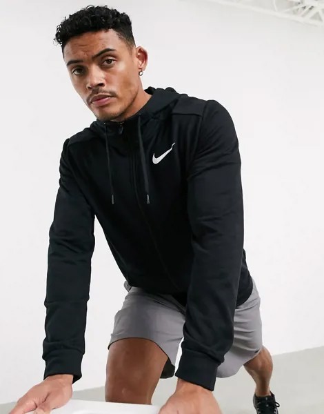 Худи черного цвета на молнии Nike Training-Черный цвет
