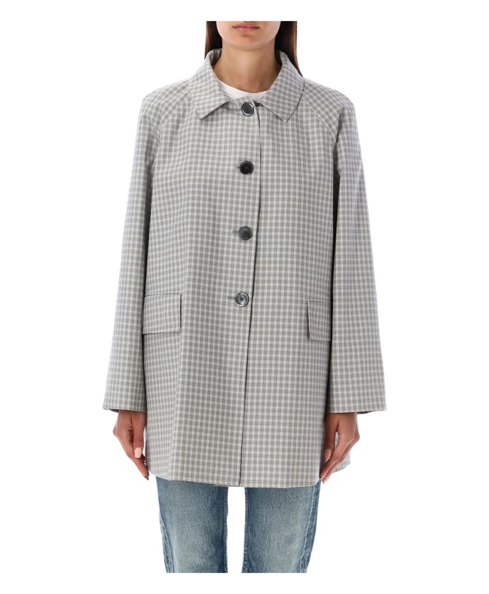 Клетчатый короткий автомобильный жилет Thom Browne, серый