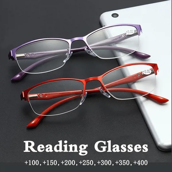 Unisex Бизнес Чтение очки Anti Blue Metal Square Пресбиопия очки Vision Care Чтение Диоптер