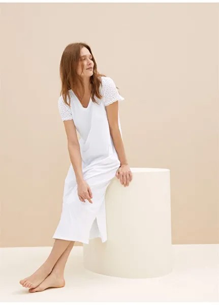 Однотонная белая женская ночная рубашка Marks & Spencer
