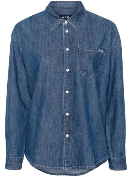 A.P.C. джинсовая рубашка с вышитым логотипом, синий