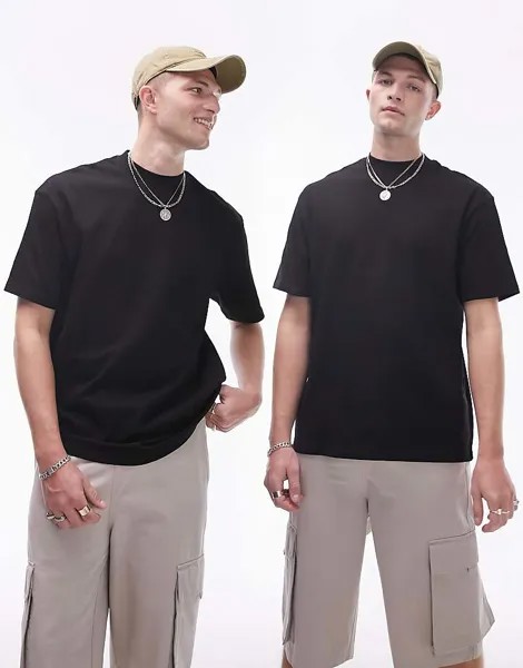 Topman – комплект из 2 свободных черных футболок