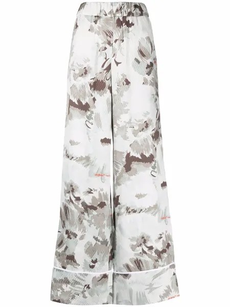 Off-White брюки палаццо с цветочным принтом