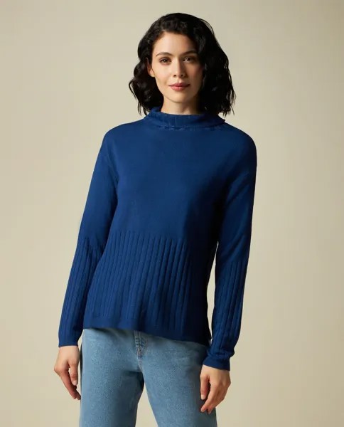 Женский пуловер из трикотажа в рубчик Iwie, светло-синий