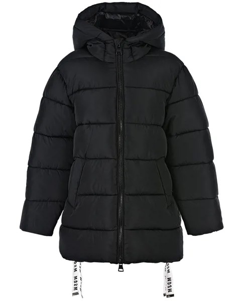 Черное стеганое пальто с капюшоном MSGM детское