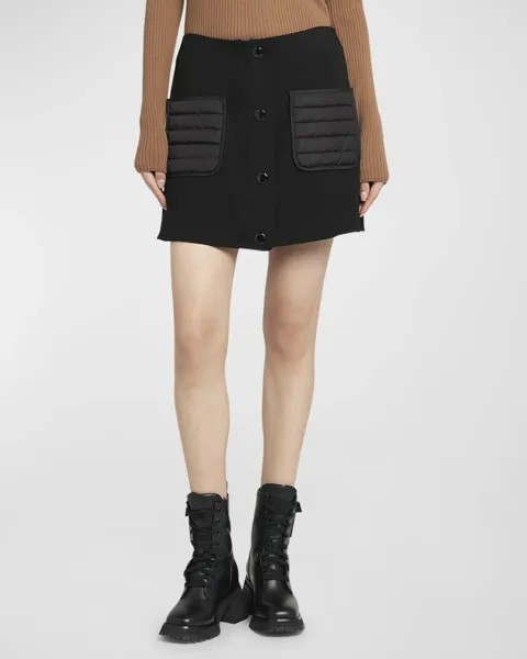 Стеганая мини-юбка с карманами Punto Milano Moncler, цвет Black