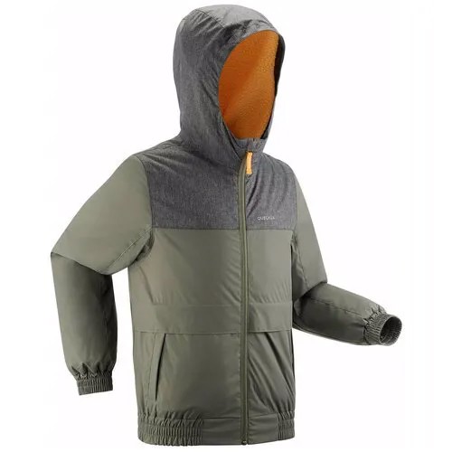Куртка теплая водонепроницаемая для походов для детей 7–15 лет SH100 х-WARM, размер: 8-9 лет (131-140 см), цвет: Пепельный Хаки QUECHUA Х Decathlon
