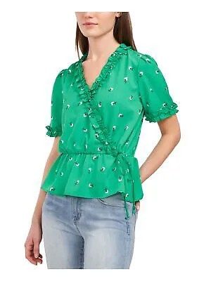 RILEY-RAE Женская зеленая блуза с завязками и короткими рукавами, вырез с вырезом и баской, топ M