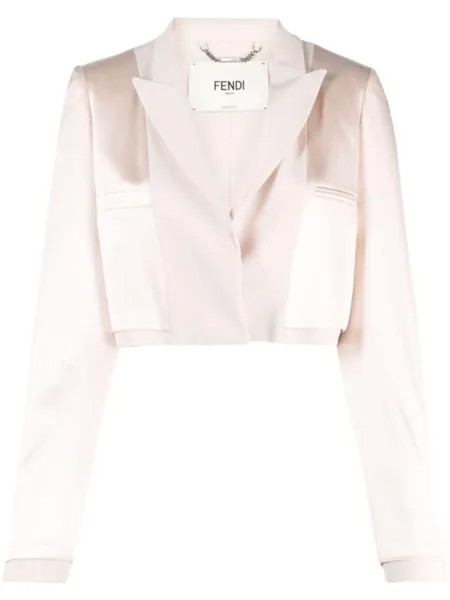 FENDI укороченный пиджак из атласа, нейтральный цвет