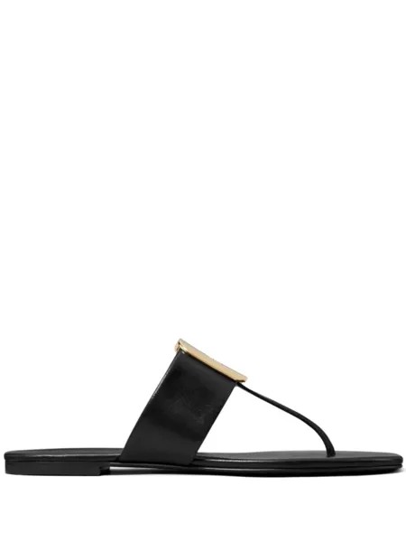 Tory Burch шлепанцы Georgia с тисненым логотипом, черный