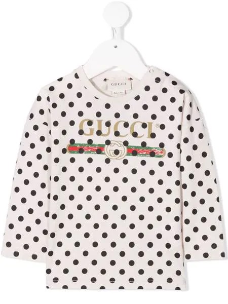Gucci Kids футболка в горох с логотипом