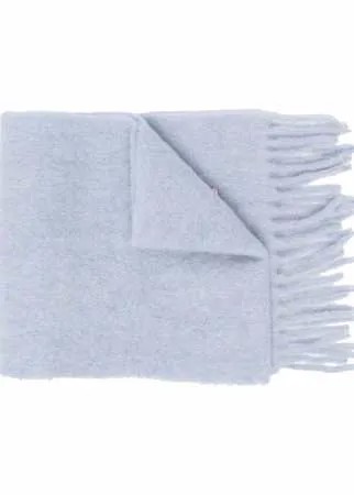 Marni шарф с бахромой и нашивкой-логотипом