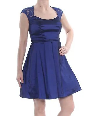 RACHEL ROY Женское синее вечернее платье без рукавов с круглым вырезом выше колена 4