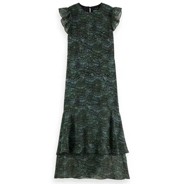 Платье миди Scotch & Soda Flounce Sleeveless, зеленый