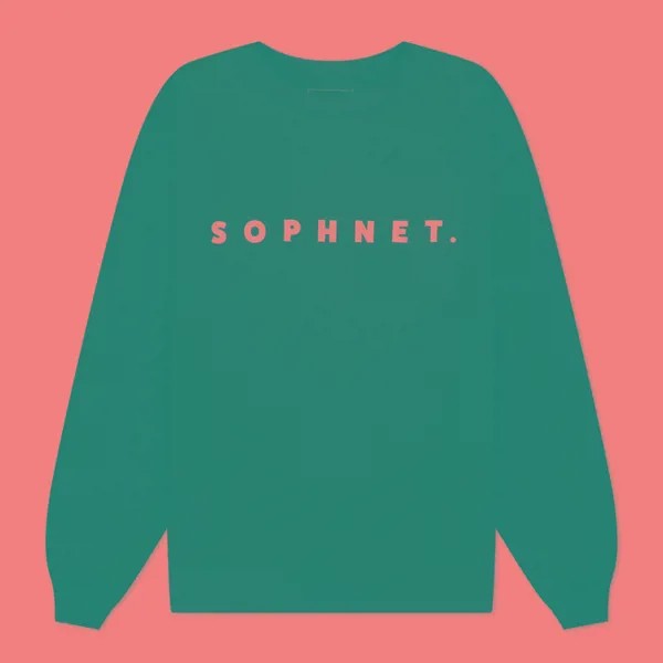 Мужской лонгслив SOPHNET. Classic Logo Baggy зелёный, Размер M
