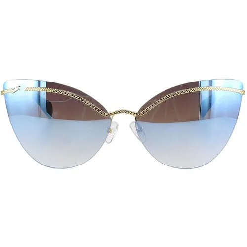 Солнцезащитные очки Genny , бабочка, оправа: металл, зеркальные, с защитой от УФ, для женщин, золотой
