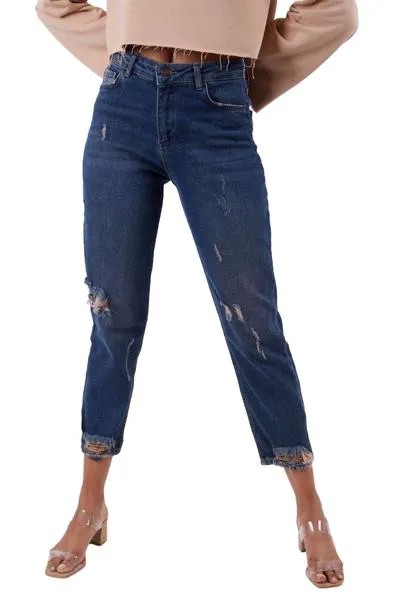 Женские джинсы-бойфренды Высокая талия прямые штаны в уличном стиле свободные женские джинсовые пуговицы на молнии женские сапоги из хлопк...