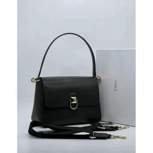 Сумка  кросс-боди FURLA классическая, натуральная кожа, внутренний карман, черный