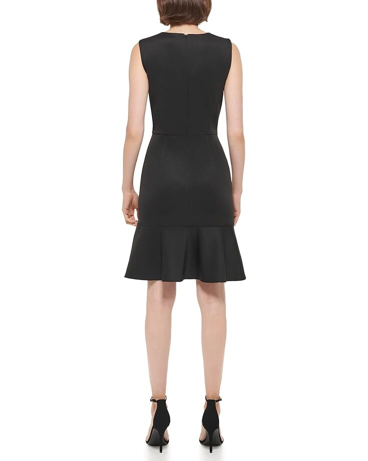 Платье DKNY Sleeveless Ruffled Dress with Zipper Detail, черный