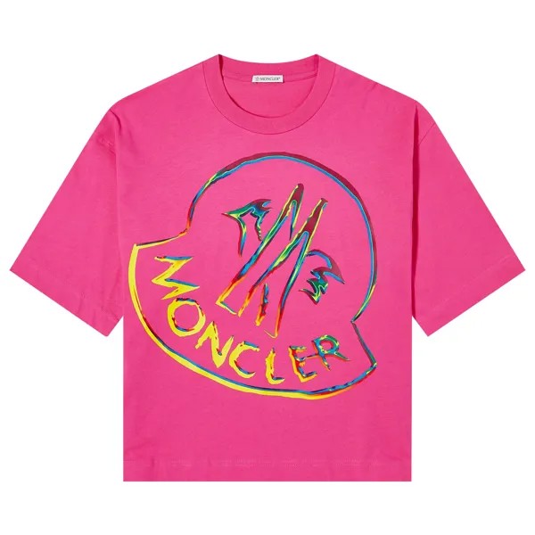 Футболка Moncler с логотипом Rainbow, Ярко-розовая